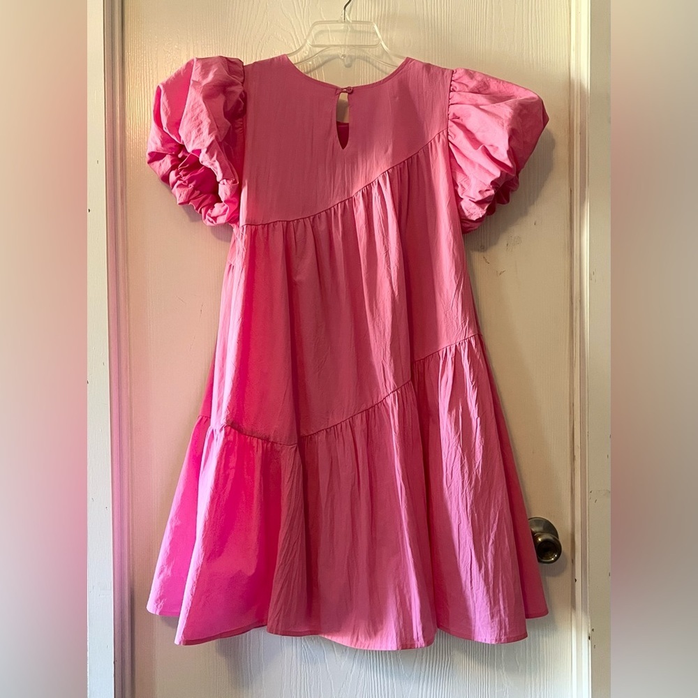 &merci Bubblegum Pink Babydoll Mini Dress with Puff Sleeves - Picture 6 of 11